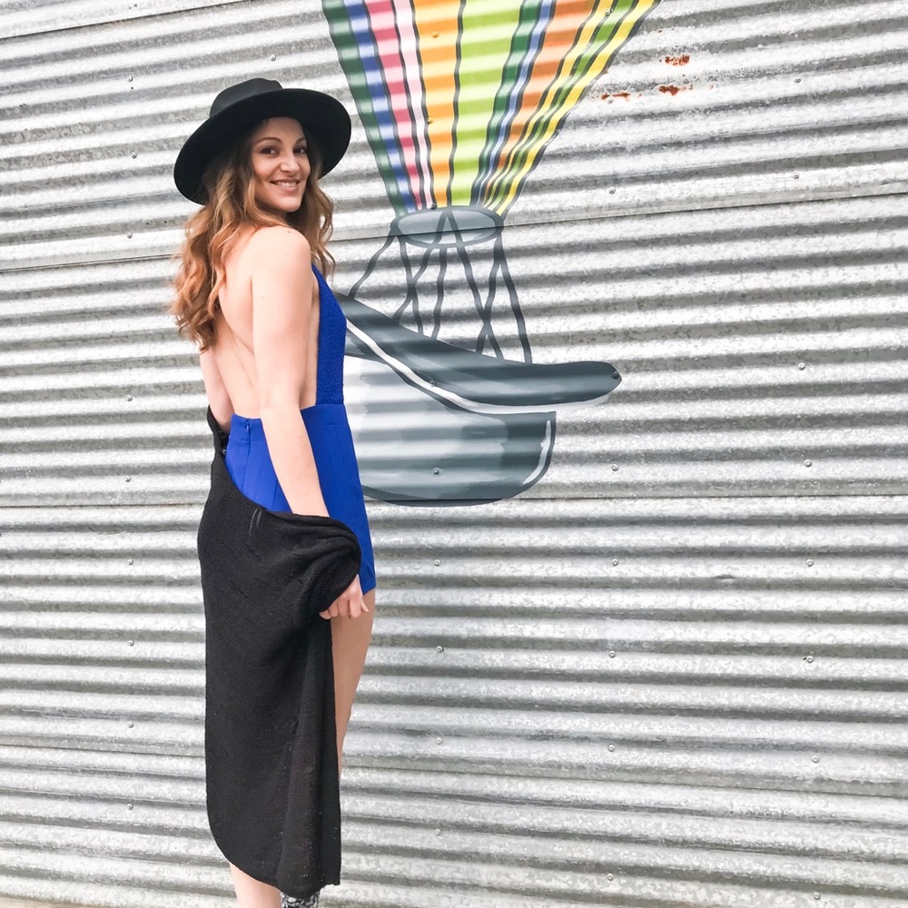 Blue Backless Romper